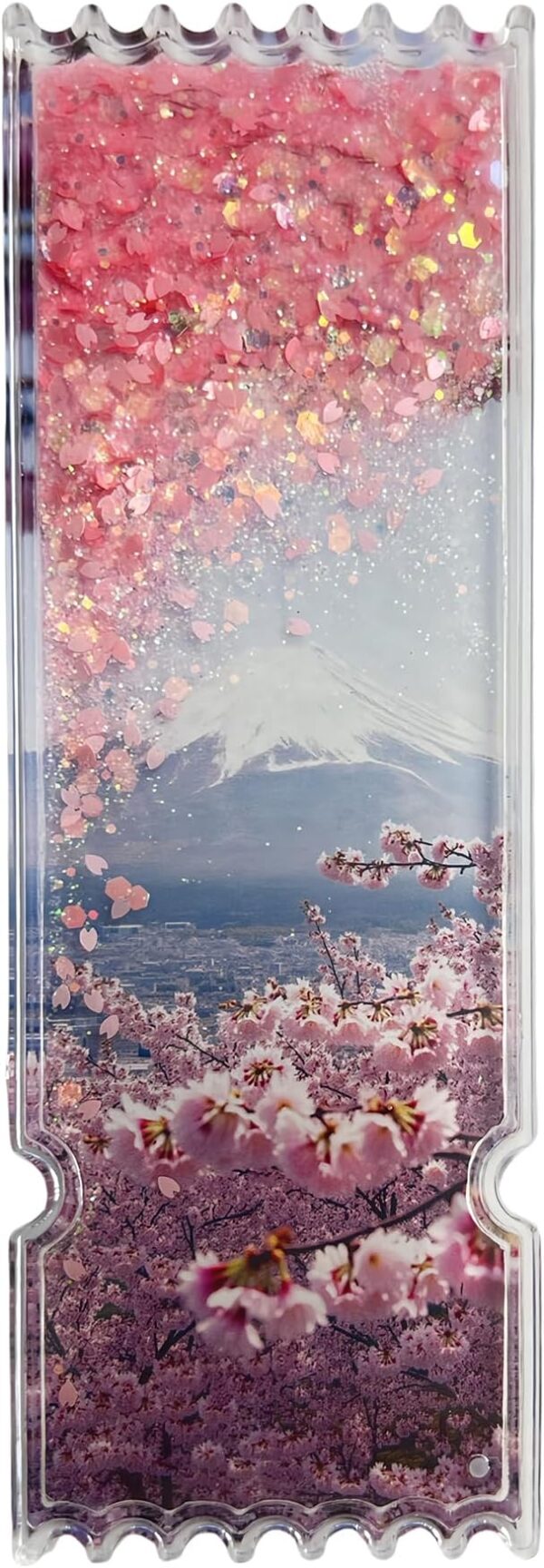 XIOUDO Mt. Fuji x Cherry Blossom Moving Sand Art Magnet, For Refrigerators, Stylish Interior Decoration, Japanese Design, Japanese Souvenir, Gifts, Artisan's Supervision, Cherry Blossom Dancing Magnet