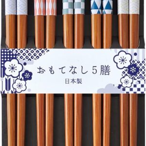Sunny Life Design 265090 Wakasa Lacquer Chopsticks Non-slip Karancolon 8.9 inches (22.5 cm), Set of 5 Pairs for Visitors, Made in Japan, Made in Japan