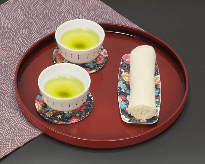 Tatsukraft Yuzen Washi Coaster Cherry Blossom Peony Pattern Set of 2 Dishwasher-Safe Coasters Stylish Plastic Japanese Modern Japanese Pattern Yuzen Washi Kyo Yuzen Paper Japanese Style Interior Tea - Image 4