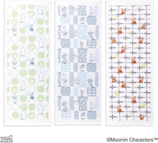 Towel Museum 47-0212120 Tenugui Towel, Made in Japan, 100% Cotton, Approx. 13.4 x 35.4 inches (34 x 90 cm), Moomin, Gray - Image 4