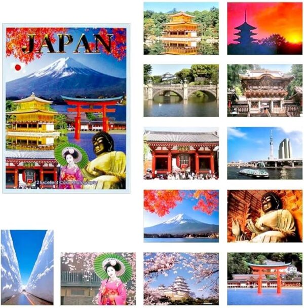 Postcards Japan Japan Postcards Set of 12 Postcards Postcards Kinkaku-ji Temple Five Storied Pagodas Nijubashi Nikko Toshogu Kaminarimon Skytree Mt. Fuji Todaiji Temple Great Buddha Himeji Castle