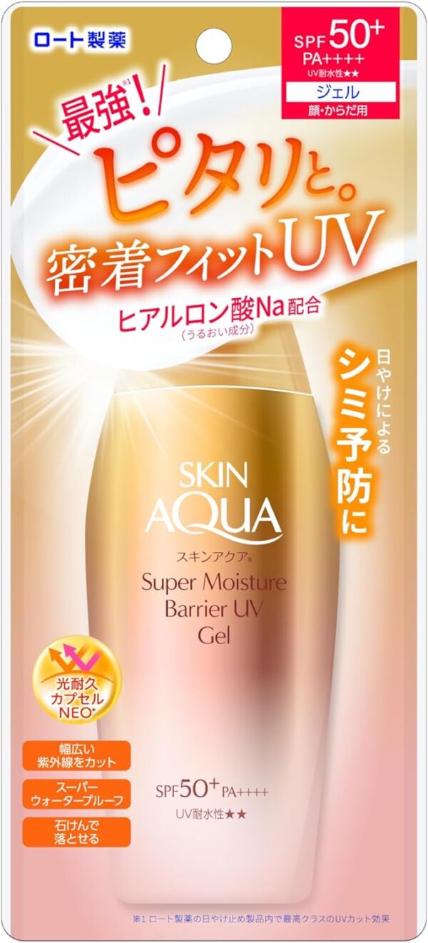 SKIN AQUA Super Moisture Barrier UV Gel, 3.5 oz (100 g) (Formulated with Hyaluronic Acid, Adhesion Fit UV, SPF 50+, PA++++, Water Resistant, Super Waterproof)