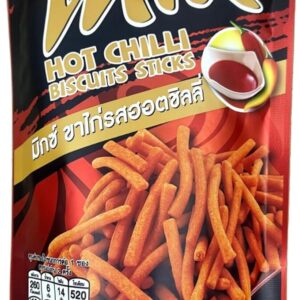 VFOODS MIX HOT CHILLI BISCUITS STICKS 123MART Snack Treats from Thailand, 1.8 oz (50 g), Set of 3 with Original Hot Towel
