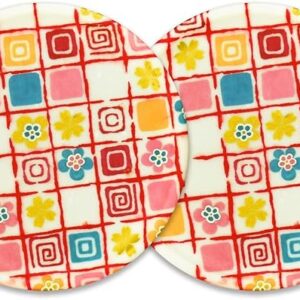 Tatsukraft Yuzen Washi Coaster Plum Cherry Blossom Lattice Set of 2 Dishwasher-Safe Coasters Stylish Plastic Japanese Modern Japanese Pattern Yuzen Washi Kyoto Yuzen Paper Japanese Style Interior Tea