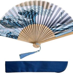 YINKE Silk Fan, Men's, Women's, Lightweight Bamboo Ribs, High Quality Silk, Bamboo Crafts, Japanese Style Fan, Stylish, Gentleman's, Japanese Style Accessories