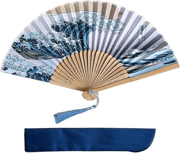 YINKE Silk Fan, Men's, Women's, Lightweight Bamboo Ribs, High Quality Silk, Bamboo Crafts, Japanese Style Fan, Stylish, Gentleman's, Japanese Style Accessories