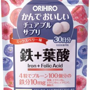 ORIHIRO Chewable Supplement Iron + Folic Acid, 120 Tablets