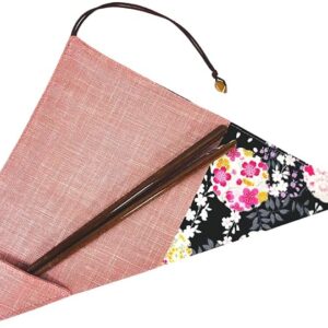 Handmade Workshop FUJITA Chopstick Case, Black Floral Pattern x Pink, Fabric, My Chopstick Holder, Handmade, Made in Japan, Japanese Goods, Chopstick Case, Japanese Accessories, Eco-Friendly Goods, Tool Case, Cutlery Case, Cutlery Bag