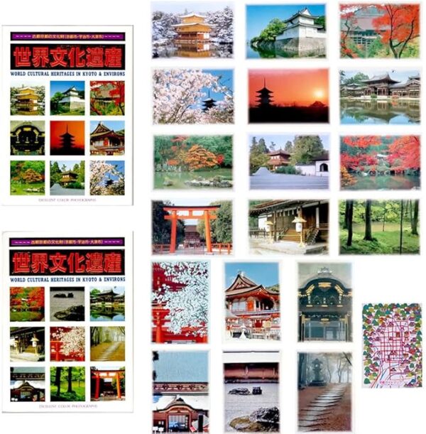 World Cultural Heritage Postcards Set of 18+ Kyoto Map Postcards Kinkakuji Kiyomizu-dera Temple Toji Ginkakuji Ginkakuji Shimogamo Shrine Ninna-ji Nijo Castle Daigoji Byodo-in Ryoanji Enryakuji Kamo