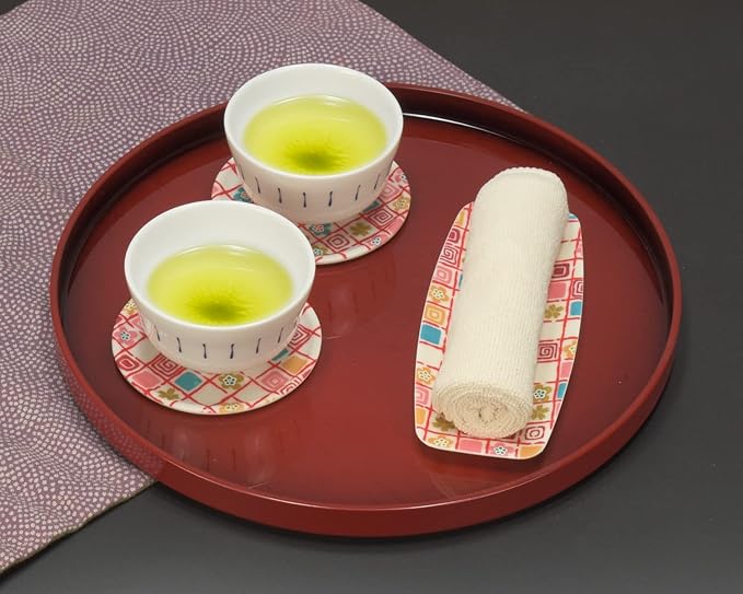 Tatsukraft Yuzen Washi Coaster Plum Cherry Blossom Lattice Set of 2 Dishwasher-Safe Coasters Stylish Plastic Japanese Modern Japanese Pattern Yuzen Washi Kyoto Yuzen Paper Japanese Style Interior Tea - Image 4