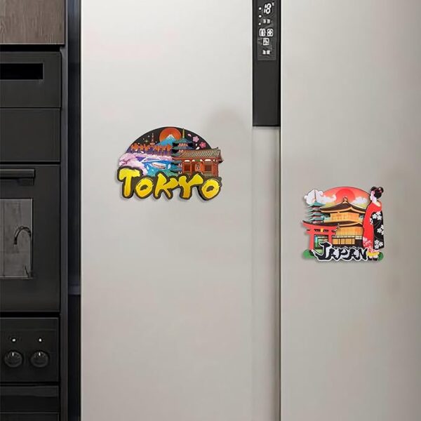KRGNPLE 2-piece japanese souvenir fridge magnet Japanese souvenir three-dimensional souvenir landmark craft magnet cute idea collection accessories (TOKYO + JAPAN Kimono Woman) - Image 3
