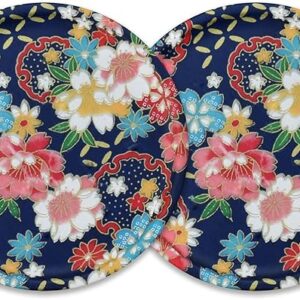 Tatsukraft Yuzen Washi Coaster Cherry Blossom Peony Pattern Set of 2 Dishwasher-Safe Coasters Stylish Plastic Japanese Modern Japanese Pattern Yuzen Washi Kyo Yuzen Paper Japanese Style Interior Tea