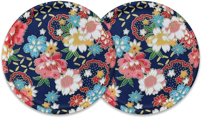 Tatsukraft Yuzen Washi Coaster Cherry Blossom Peony Pattern Set of 2 Dishwasher-Safe Coasters Stylish Plastic Japanese Modern Japanese Pattern Yuzen Washi Kyo Yuzen Paper Japanese Style Interior Tea