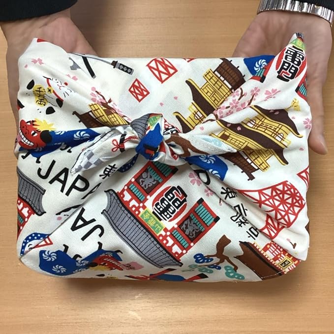 Kyosu, Small Furoshiki Furoshiki Bento Box, Cloth, Approx. 19.7 x 19.7 inches (50 x 50 cm), 100% Cotton, Fully Washable, Japanese Pattern, Hello Nippon, White - Image 6