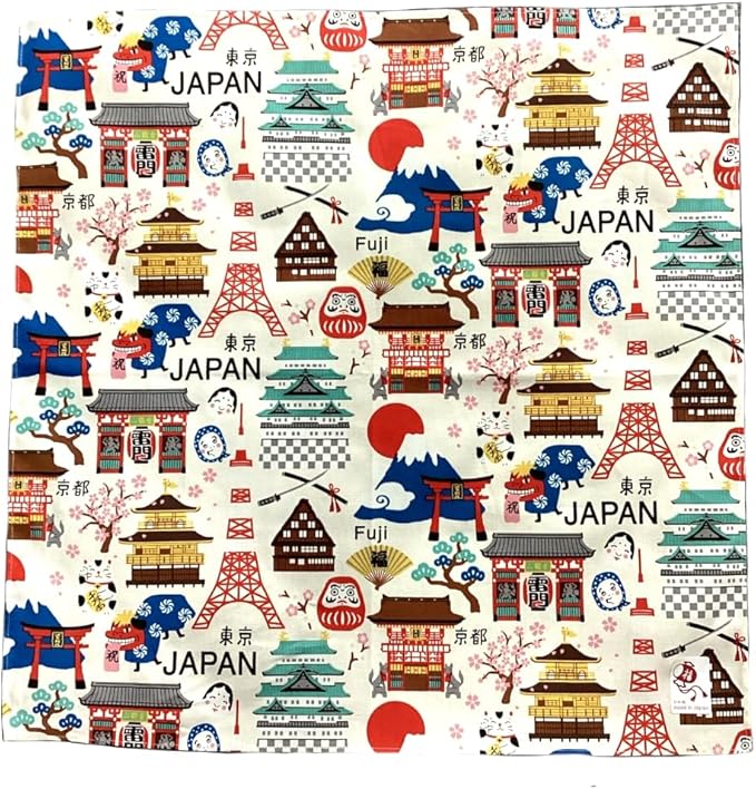 Kyosu, Small Furoshiki Furoshiki Bento Box, Cloth, Approx. 19.7 x 19.7 inches (50 x 50 cm), 100% Cotton, Fully Washable, Japanese Pattern, Hello Nippon, White - Image 4