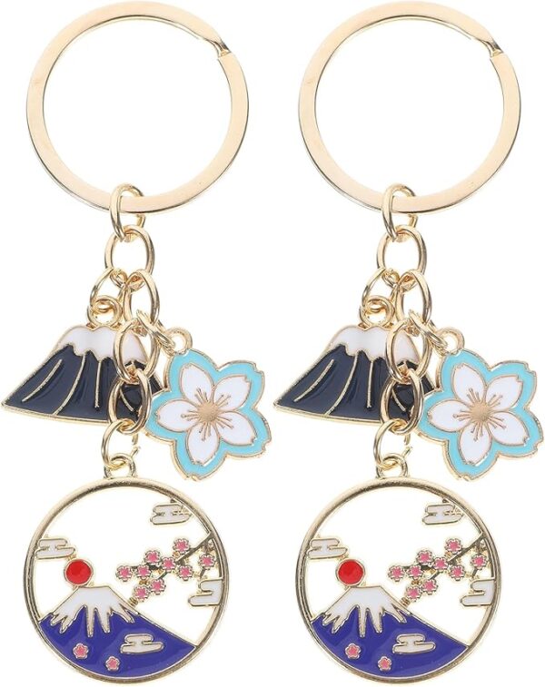 CALLARON Keychain Ring, Stylish, Set of 2, Cute, High School Students, Mt. Fuji Keychain, Pendant, Cherry Blossom, Amulet, Key Ring, Car, Bag, Gift, As shown