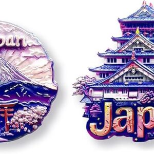 KRGNPLE 2 Pcs Magnetic Sticker Japanese souvenir Refrigerator Magnet Japanese Souvenir 3D Souvenir Keepsake Landmark Craft Magnet Cute Idea Collection Accessories (Shiyume Osaka + Torii Gate and Mount
