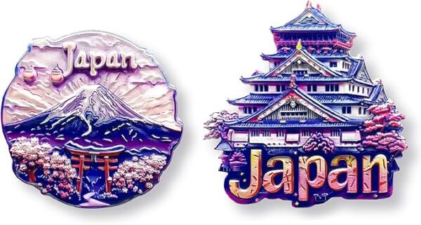 KRGNPLE 2 Pcs Magnetic Sticker Japanese souvenir Refrigerator Magnet Japanese Souvenir 3D Souvenir Keepsake Landmark Craft Magnet Cute Idea Collection Accessories (Shiyume Osaka + Torii Gate and Mount