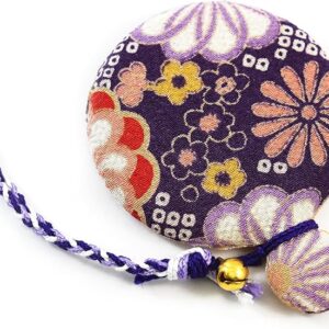Flower Crepe Compact Mirror, Round Mirror, Japanese Pattern, Kimono Crepe (Muve Color)