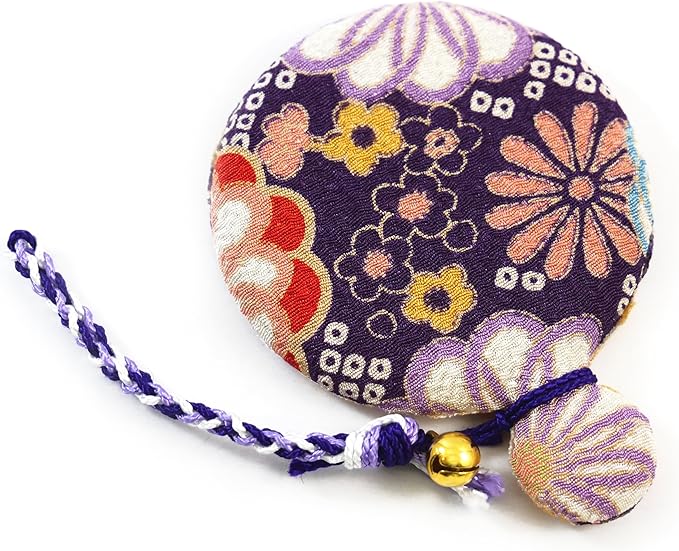 Flower Crepe Compact Mirror, Round Mirror, Japanese Pattern, Kimono Crepe (Muve Color)