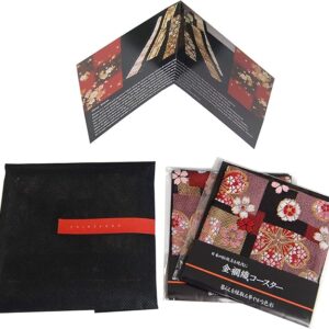 Gift Ready, Non-woven Bag Included, English Product Introduction (English Language Not Guaranteed) Japanese Style Brocade Woven Kimono Coasters Set of 2 (Benizakura, Benizakura)