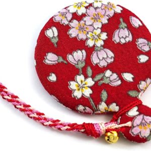 Flower Crepe Compact Mirror, Round Mirror, Japanese Pattern, Kimono Crepe
