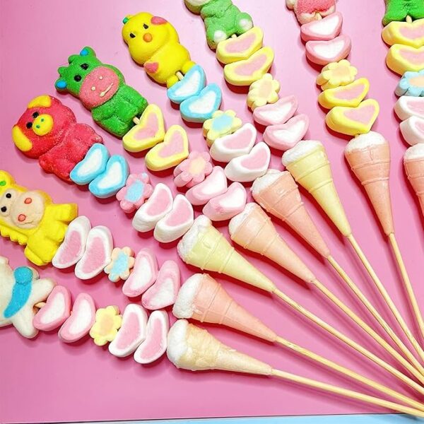 Seikaoen Cute Marshmallow Individual Packaging Skewers, Asmr, Sweets, Christmas Gummies, Overseas Assortment, Marshmallow Gumi, Assorted Sweets, Random Set (Set of 6)