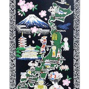 Castle Enterprise New Japanese Souvenir Wall Scroll Map Maiko Beans (Length 16.1 x Width 7.1 inches (41 cm) x Width 7.1 inches (18 cm), Made in Japan
