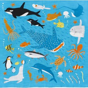 Yamamoto Jin Shoten Yoko Matsumoto Handkerchief Aquarium [1945] Inbound Souvenir Made in Japan