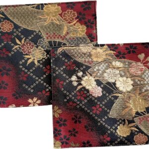 Golden Brocade Coaster [Mai Fan Black] Set of 2 Coasters Golden Brocade Nishijin Textile Japanese Pattern Kyoto Gold Orchid Black