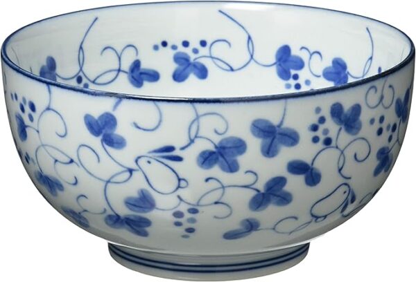 Mino Ware 131-1216 Dyed Rabbit Pattern, Donburi Bowl, Ramen Bowl, Noodle Bowl, Udon, Buckwheat, Diameter Approx. 6.5 x Height 3.3 inches (16.5 cm), Dishwasher Safe, Made in Japan