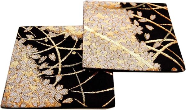 Set of 2 Japanese-style Brocade Kimono Coasters (Miyabi)