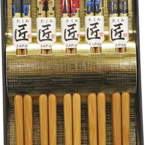 Castle Enterprise Japanese Souvenir Handmade Sengoku Warlord Bamboo Chopsticks (Pack of 5)