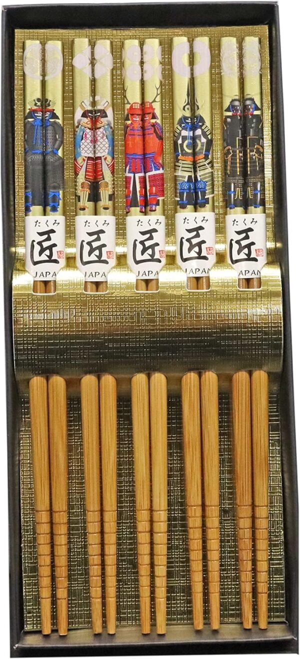 Castle Enterprise Japanese Souvenir Handmade Sengoku Warlord Bamboo Chopsticks (Pack of 5)