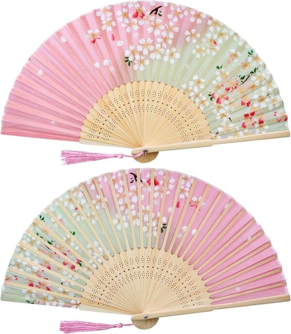 Boshiho Women's Fan & Fan Bag, Rayon Dance Fan, Beautiful, Flower Pattern, Butterfly Pattern, Cherry Blossom Pattern, Stylish, Japanese Style Accessory, Elegant, Gorgeous - Image 5