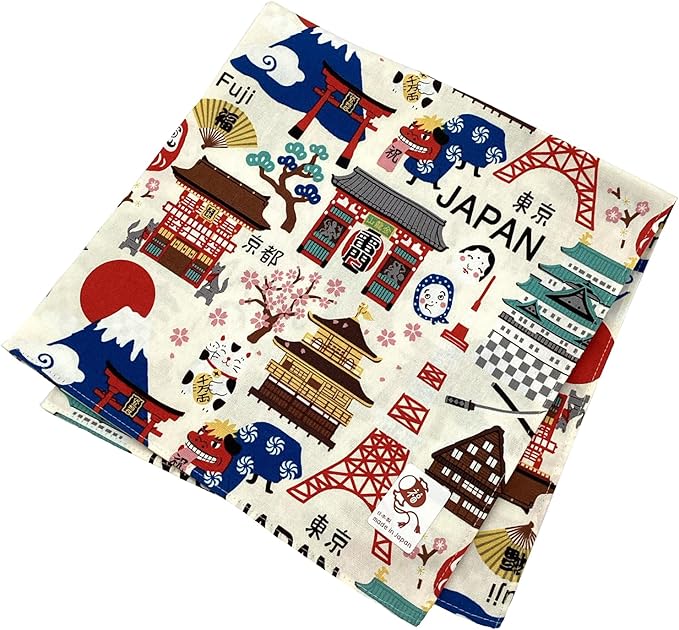 Kyosu, Small Furoshiki Furoshiki Bento Box, Cloth, Approx. 19.7 x 19.7 inches (50 x 50 cm), 100% Cotton, Fully Washable, Japanese Pattern, Hello Nippon, White