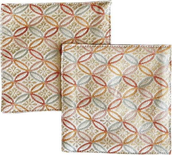 Golden Brocade Coaster [Cloisonne Beige] 2 Piece Set, Gold Brocade, Nishijin Textile, Japanese Pattern, Japanese Style, Kyoto, Kinoran, Gold Orchid, Beige