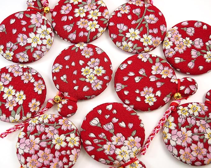 Flower Crepe Compact Mirror, Round Mirror, Japanese Pattern, Kimono Crepe - Image 4
