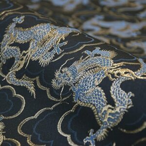 [Oriet Kyoto Fabric] Gold Brocade Fabric, Seiryu (Blue Dragon) *With annotation [Four Gods Series] ☆Length 50cm unit (Continuous cut possible)