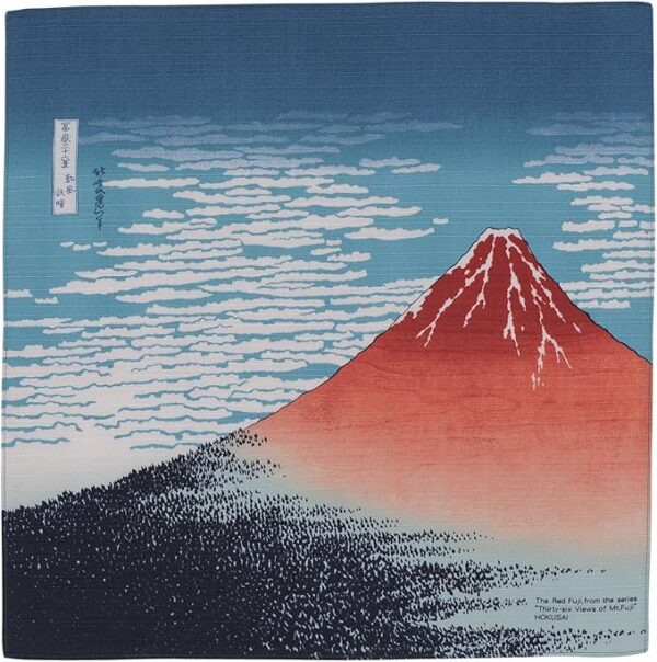 Musubi Furoshiki (Wrapping Cloth), Approx. 48cm, Sumida River, Red Fuji, Kon, Made in Japan, 20720-101