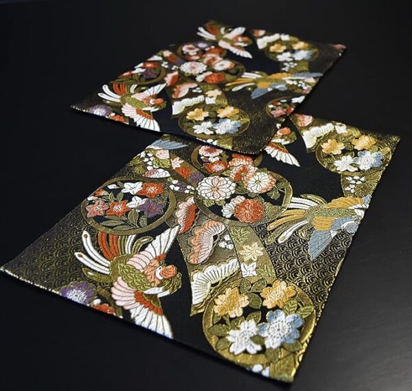 Comes packaged in a box, ready to be used as a present Japanese gift for foreigners, Kimono, Obi Japanese Style Tea Mat, Set of 2, Full Pattern (Asuka)