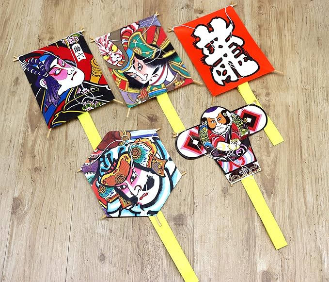 Japanese Souvenir Mini Kite Set of 5 (Dragon, Guy, Sukeroku, Wusha, Hexagon) - Image 3