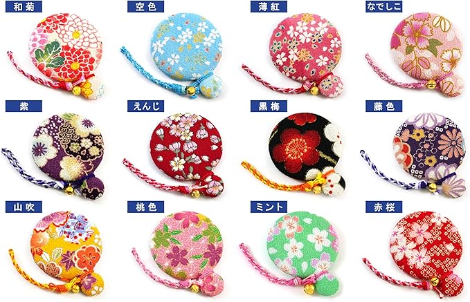 Flower Crepe Compact Mirror, Round Mirror, Japanese Pattern, Kimono Crepe (Purple) - Image 5