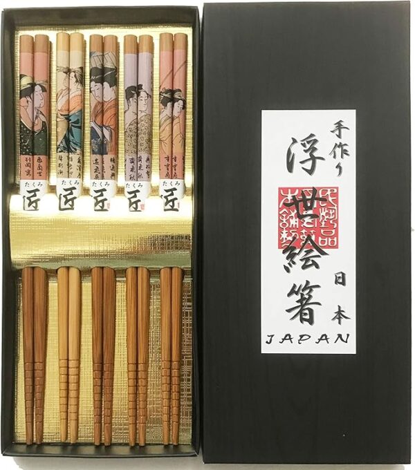 Ukiyoe Japanese Souvenir Chopsticks 5 Pairs Set, Ukiyoe